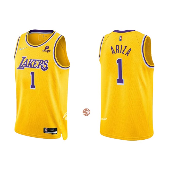 Maglia Los Angeles Lakers Trevor Ariza NO 1 75th Anniversary 2021-22 Giallo